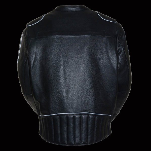 Milwaukee Leather LKM1705 Men s Black Side Stretch Vented Black Leather Scooter Jacket Online Hot Sale - Image 5
