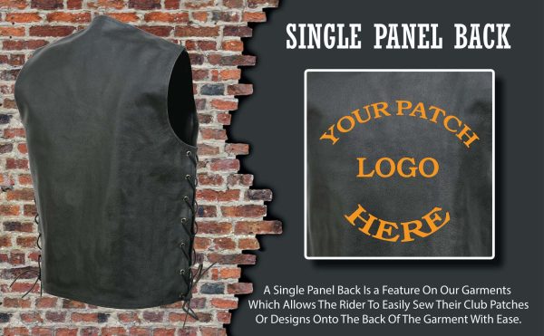 Event Leather EL5360TALL Black Motorcycle Leather Vest Tall Sizes with Denim Style Pockets -Riding Club Adult Vests on Sale - Image 4