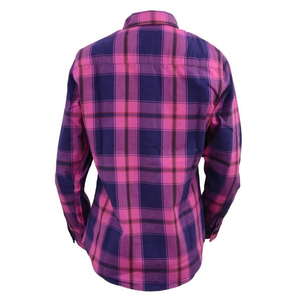 Milwaukee Leather MNG21610 Women s Pink, Blue and Maroon Long Sleeve Cotton Flannel Shirt on Sale - Image 2