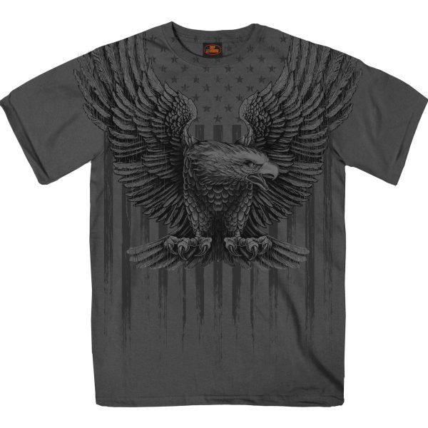 Hot Leathers GMS1524 Men’s Charcoal Short Sleeved Up-Wing Eagle T-Shirt Supply