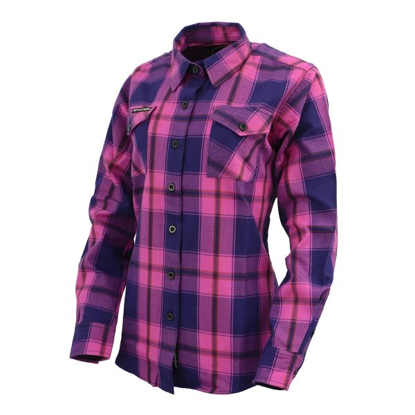 Milwaukee Leather MNG21610 Women s Pink, Blue and Maroon Long Sleeve Cotton Flannel Shirt on Sale - Image 4