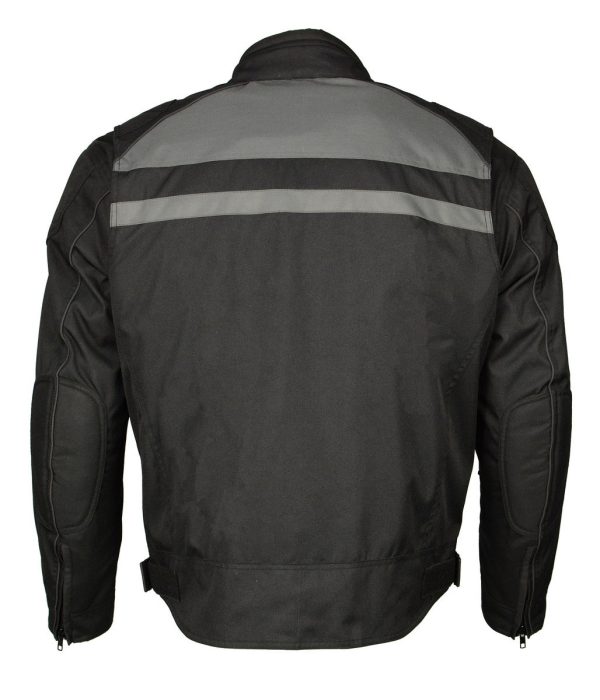 M Boss Motorcycle Apparel BOS11700 Men s Black Nylon Motorcycle Racer Riding Jacket with Reflective Piping Online Sale - Image 2