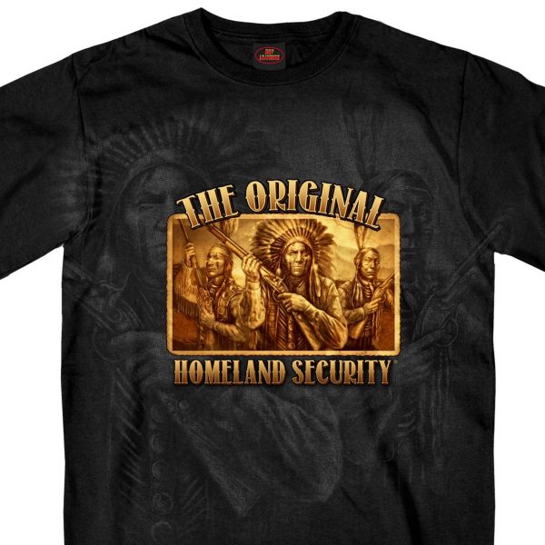 Hot Leathers GMS1460 Men s Original Homeland Security Native American Black T-Shirt For Cheap