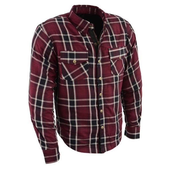 Milwaukee Leather MPM1640 Men s Plaid Flannel Biker Shirt with CE Approved Armor - Reinforced w  Aramid Fiber For Sale
