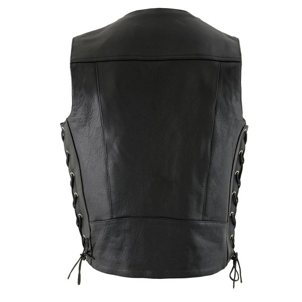 Milwaukee Leather ML1369 Men s Black Premium Leather Side Lace Motorcycle Rider Vest w  Buffalo Nickel Snaps Closure For Sale - Image 2